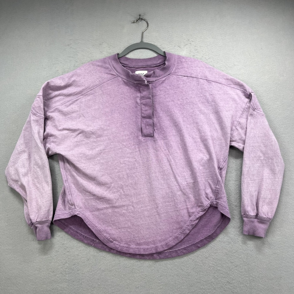 BDG Sweatshirt Womens Small S Purple Acid Wash Henley Mock Neck Pullover‎ Grunge